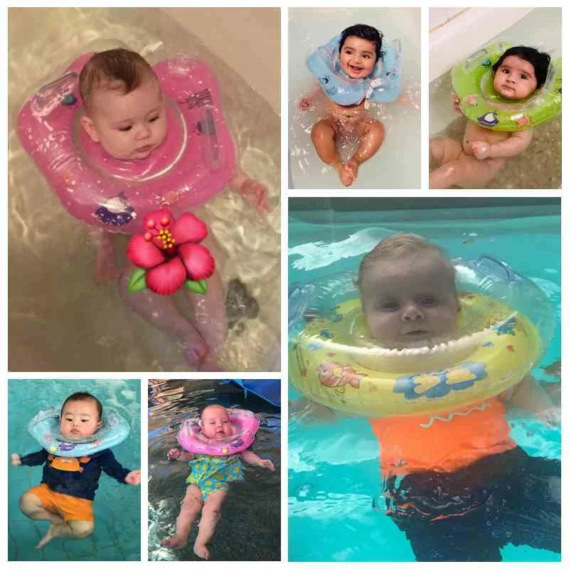 

Baby Bath Inflatable Neck Float Ring Swimming Pool Accessories Safety Newborn Infant Bathing Float Circle