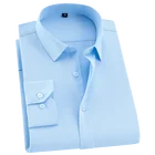 Рубашка мужская приталенная деловая с длинным рукавом, формальная из Твила, без нагрудного кармана