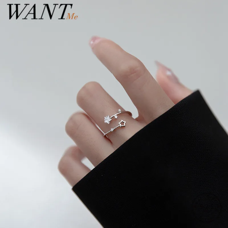 

Женское Открытое кольцо WANTME, из стерлингового серебра 925 пробы, с полым цирконием