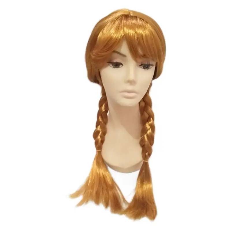 

Girls Long Brown Double Braided Ponytail Hair Wig Princess Cosplay Party Costume Q6PB