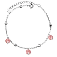 wangaiyao natural strawberry crystal pink crystal anklet female fresh and simple peach blossom jewelry