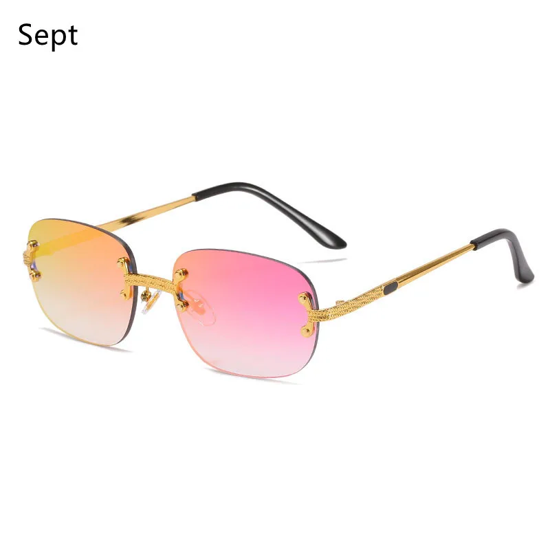 

Blue Green Mirror Ladies Square Frame Male Eyeglasses Frameless Retro Sunglasses Women Rimless Men Sun Glasses UV400