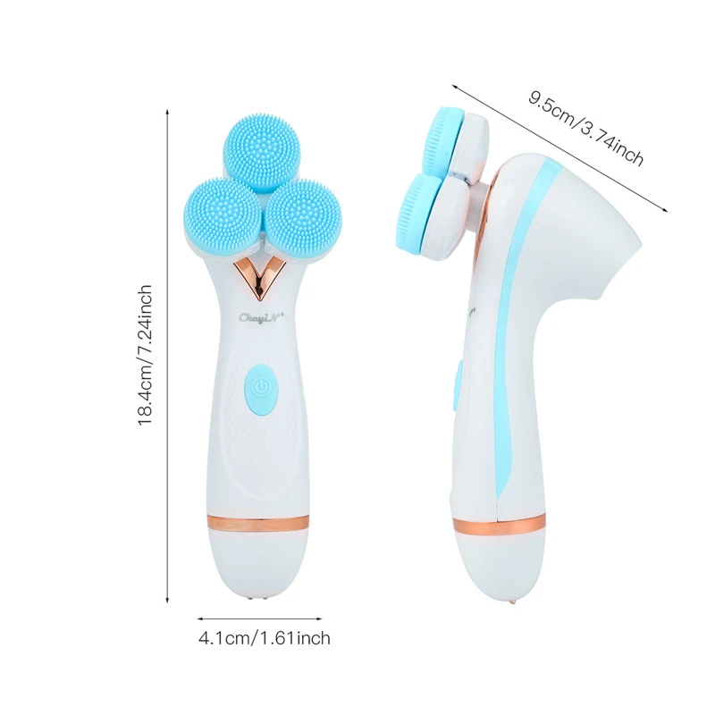 

3in1 Facial Cleansing Brush Silicone 3D Professional Face Cleaner Acne Dead Skin Blackhead Removal Rotated Pore Dirt Exfoliation