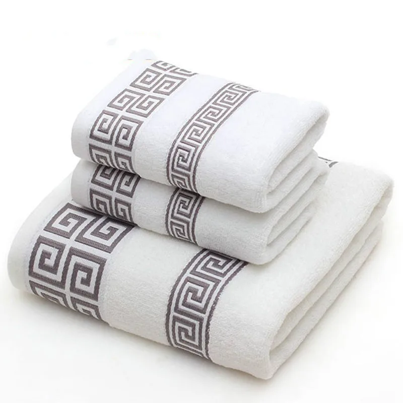 

Cotton Towel Set for Adults 2 Face Hand Towel 1 Bath Towel Bathroom Solid Color Blue White Terry Washcloth Travel Sports Towels
