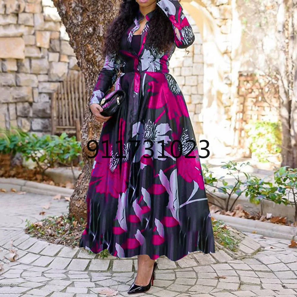 2021 New African Print Dresses For Women Plus Size 3XL 4XL Long Dress Ankara Dashiki Elegant Lady Boho Robe Party Clothes | Тематическая