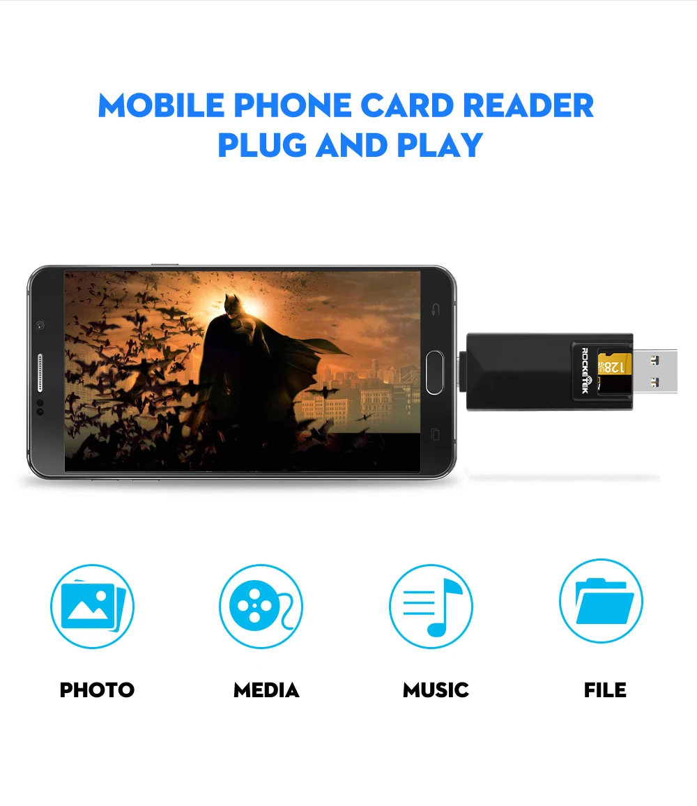 Rocketek type-c usb 3,0 otg phone type c multi 2 в 1 устройство для чтения карт памяти 5 Гбит/с адаптер для SD/TF micro SD Компьютерные аксессуары