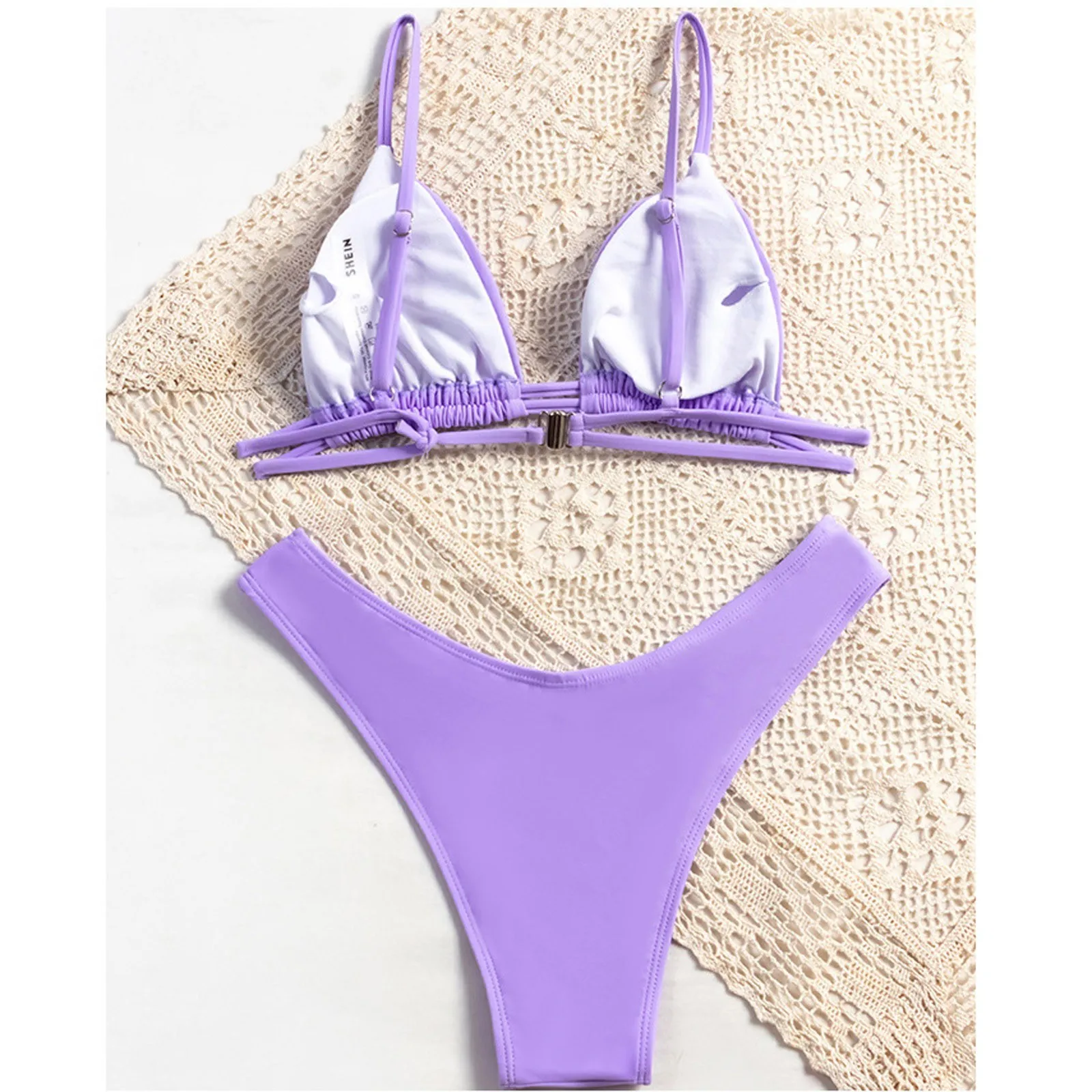 

Women 2021 Fashion Sexy Beach Swimsuit Solid Color Backless Sexy Bikini Women Split Swimsuit Sets Swimwear Bathing Suit Biquini