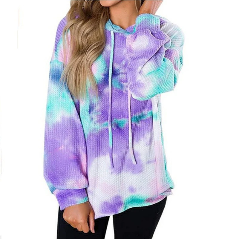 

Fashion Women Hoodies Casual Long Sleeve Tie-dye Print Ladies Sweatshirts Autumn Elegant Tops Personalized Warm Hoodies