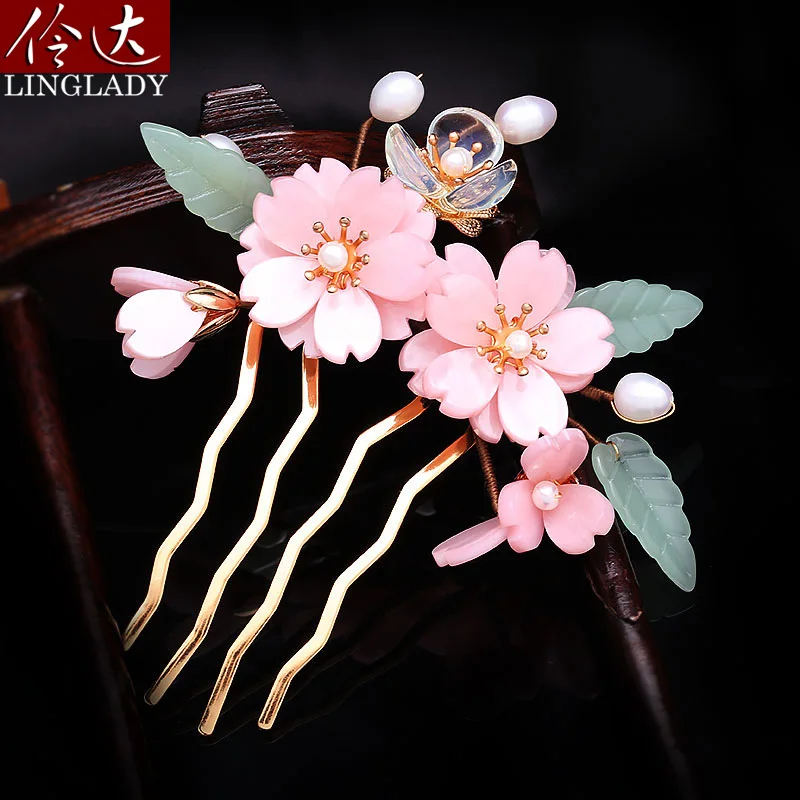

LINGLADY fashionable pink Chinese style fashion handmade hairpin, antiquity
