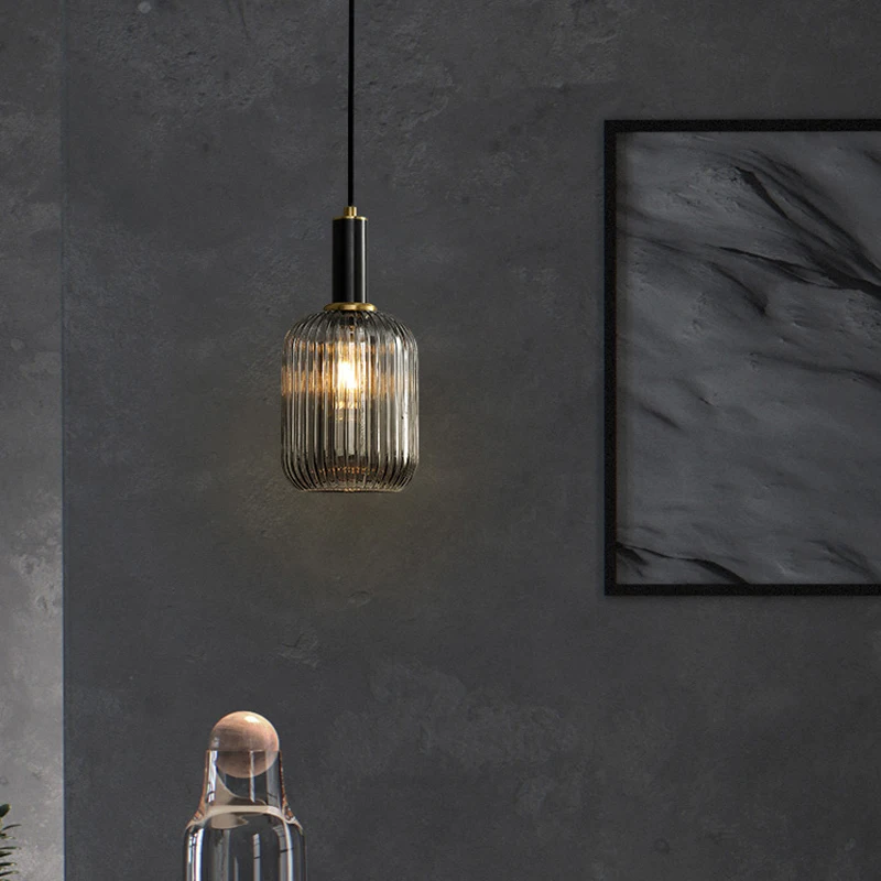 Прикроватные подвесные лампы простая стеклянная Подвесная лампа в полоску