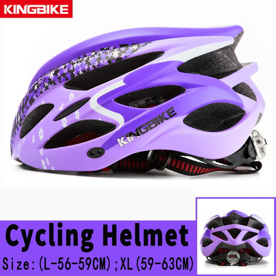 KINGBIKE велосипедный шлем ультра светильник MTB велосипедный шлем CPSC велосипедные шлемы с задним светильник велосипедный карбоновый цвет велосипедный шлем - Цвет: J-656-Purple