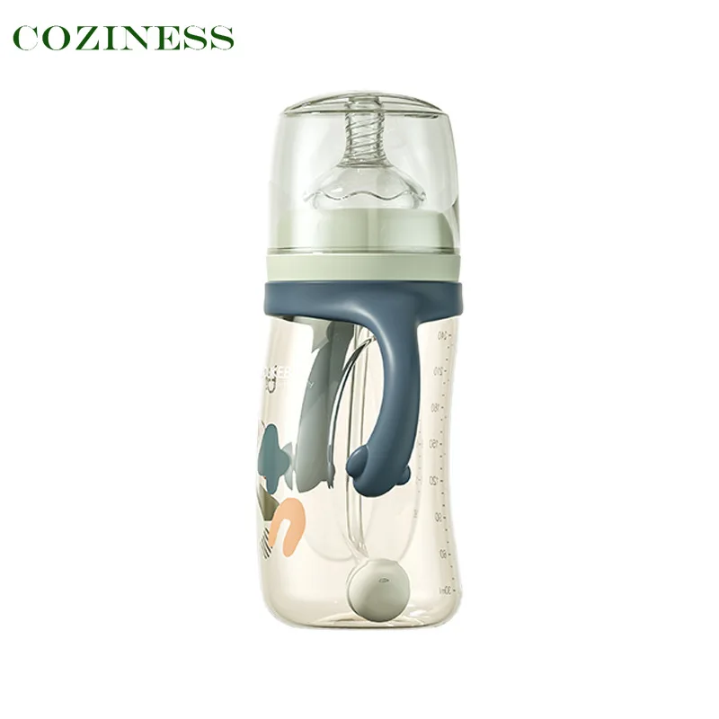 

COZINESS Baby Feeding Bottle Wide Caliber With Handle Bottle Newborn Babies Straw Cute Water Bottle PPSU Safe Comfort Accessory