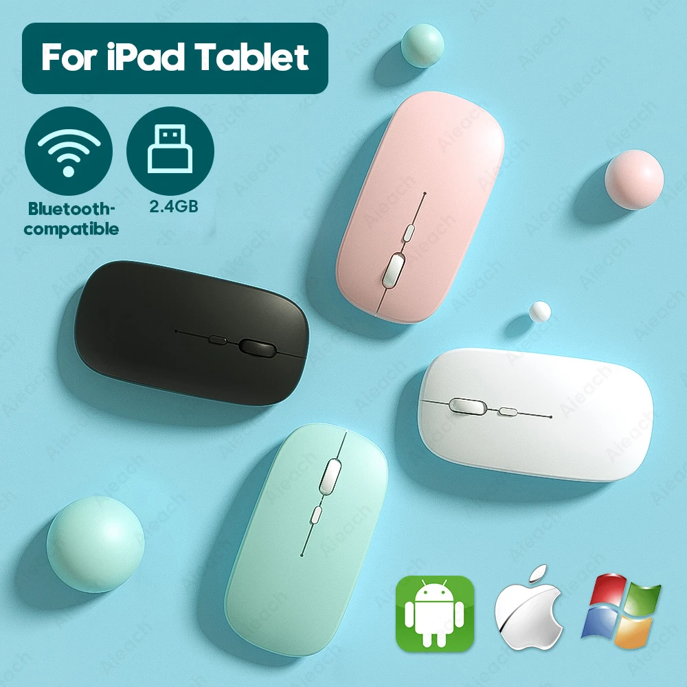 

Rechargeable Bluetooth-compatible Mouse For iPad Pro 11 12.9 2018 2020 7th 8th Air 3 4 Wireless Mouse For Xiaomi Samsung Tablet
