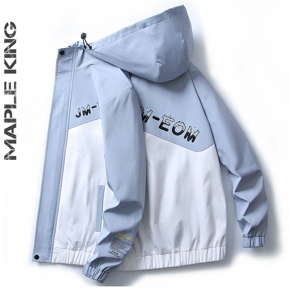 

Hip Hop Patchwork Color Hoodie Jackets Men Fashion All-match Harajuku Style Casual Mens Windproof Coat 2021 Куртка Мужская Осень
