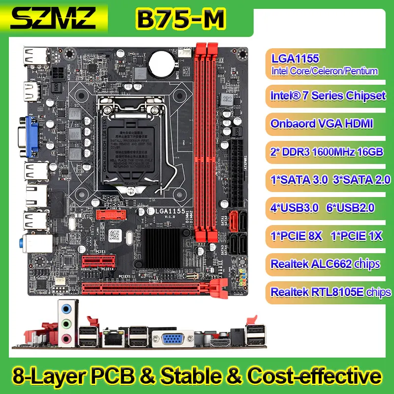 SZMZ B75 1155 socet компьютерная материнская плата игровой комплект с intel i5 3570 2*8 ГБ DDR3