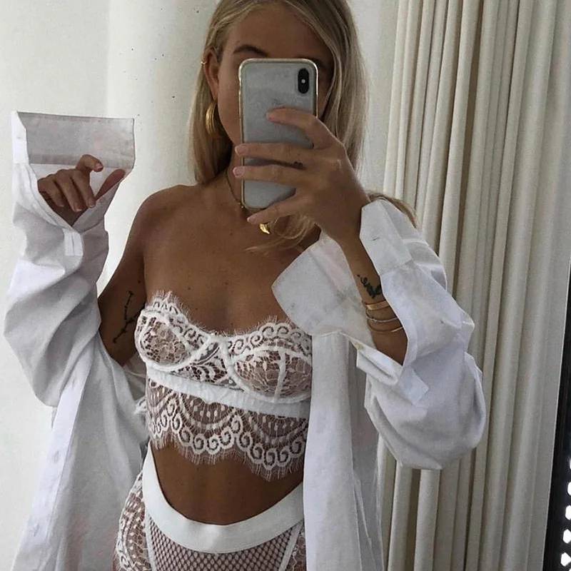 Комплект нижнего белья для женщин прозрачный бюстгальтер с высокой