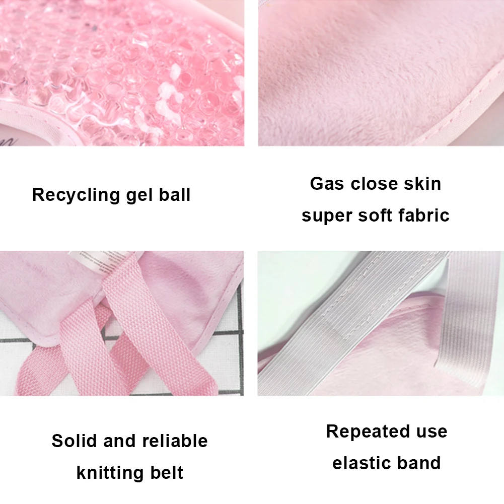 

Hot Cold Therapy Ice Packs Reusable Gel Beads Neck Ice Pack Wrap Injuries Aches Pain Relief Strap for Shoulder Back Knee Pink