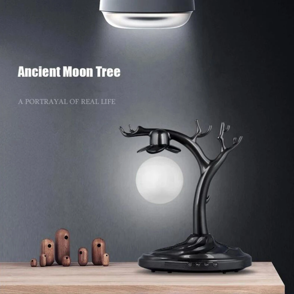 

New Design Magnetic Levitation Sound Moon Ancient Tree Suspended Bluetooth Speaker Floating 3D Printing Moon Lamp Holiday Gifts