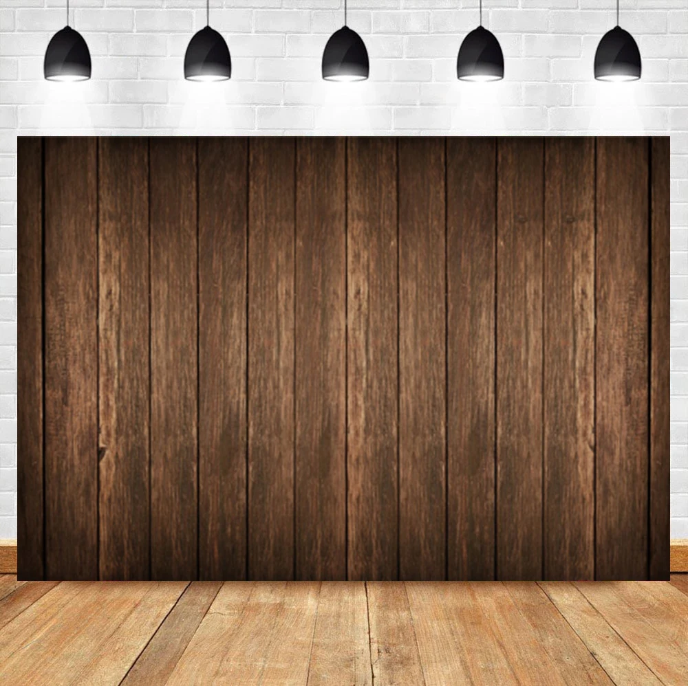 

Laeacco Brown Gradient Vintage Wood Board Birthday Portrait Custom Backdrop Photographic Photo Background For Photo Studio