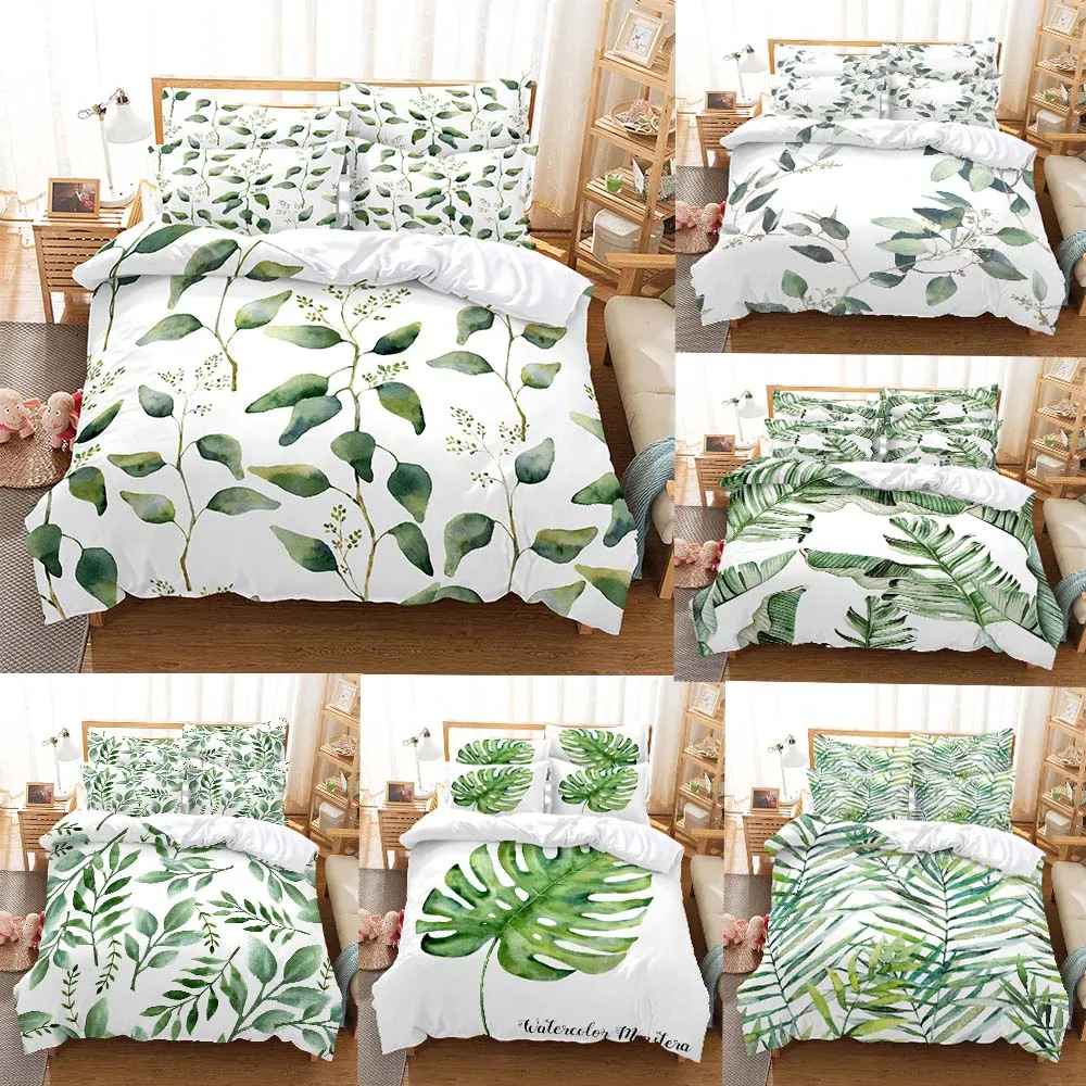

Bedding Sets Green leaf 3D Printed Duvet Cover Single Twin Double Full King Size With Pillow Case Bedroom Textiles100% polyester