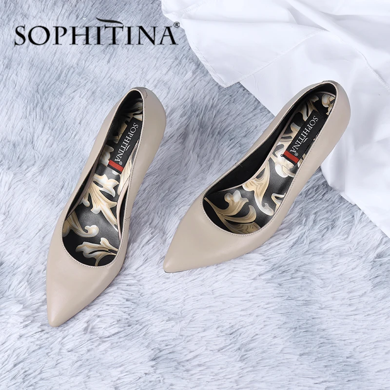SOPHITINA офисные женские туфли лодочки модная обувь без шнуровки Обувь из овечьей