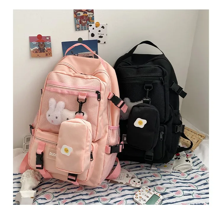 

Multi-Pocket Nylon Women Backpack Kawaii Cute Backpack For School Girls Backpack High Capacity Waterproof Nylon Travel Bag