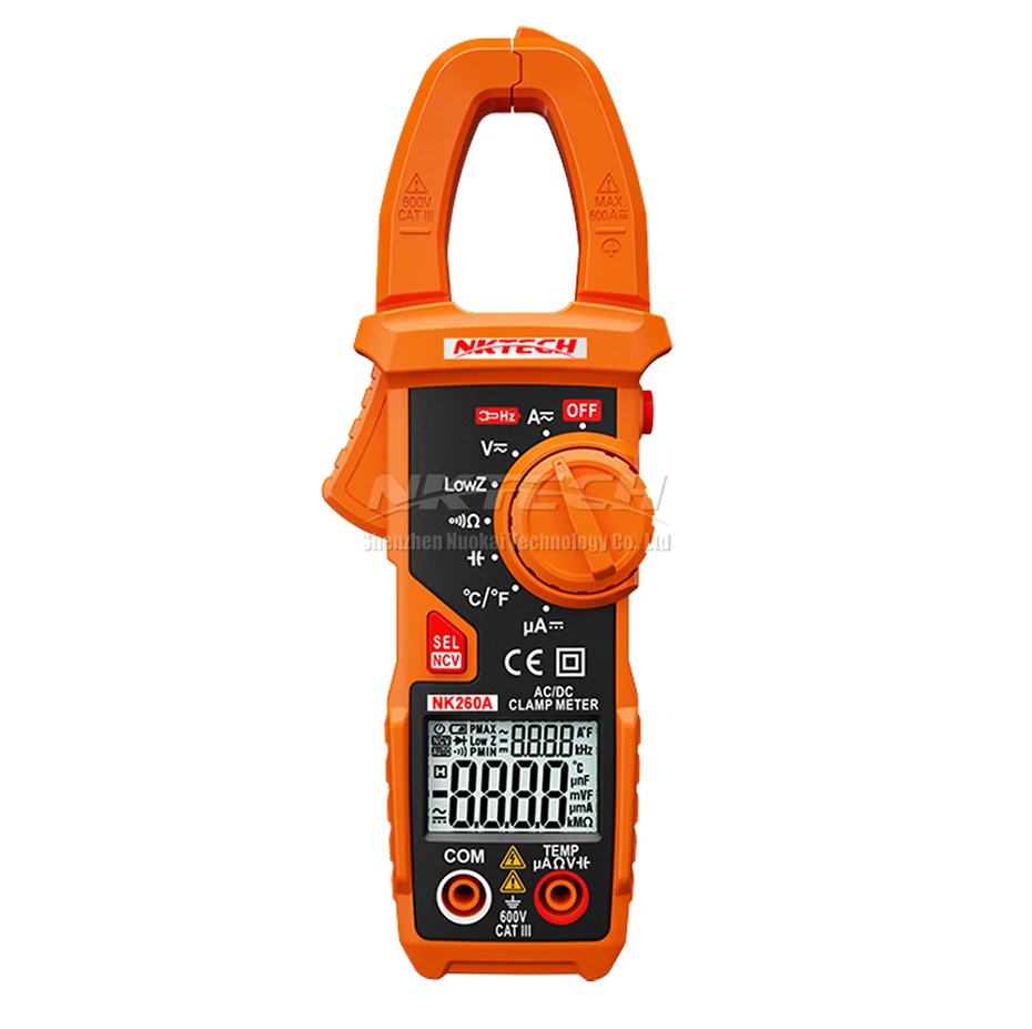 NKTECH NK260A цифровой клещи температура AC DC Вольт Ампер Ом Емкость Частота автоматическое распознавание V/Ом/A Тест NCV LowZ LPF