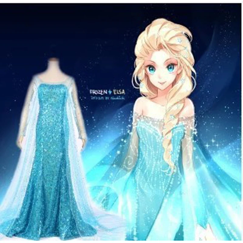 Женское коктейльное платье Elsa Queen вечернее принцессы для взрослых синее