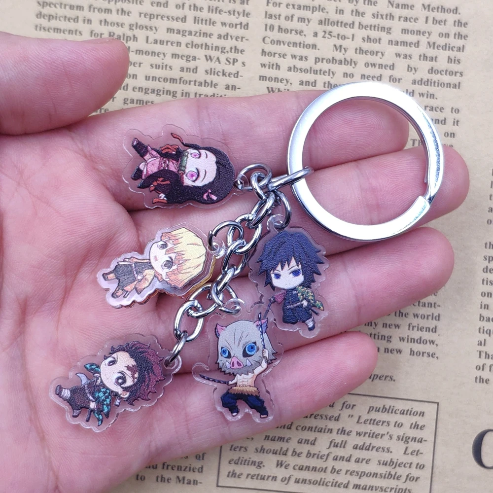 Брелок Demon Slayer акриловый ручной работы уникальный брелок для ключей женщин
