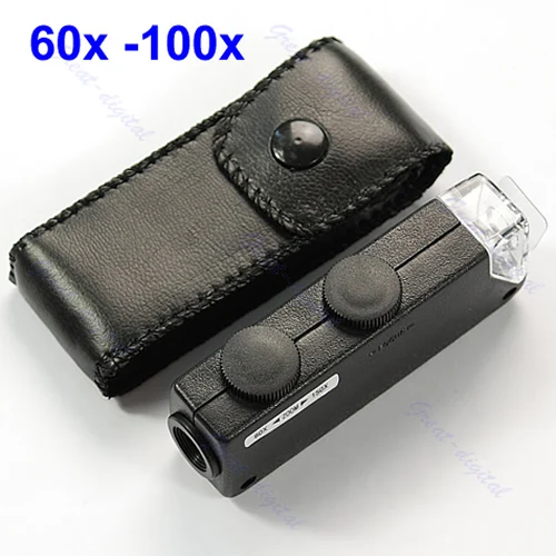 

W3JD Mini Handheld 60x-100x Pocket Microscope Magnifer Loupe