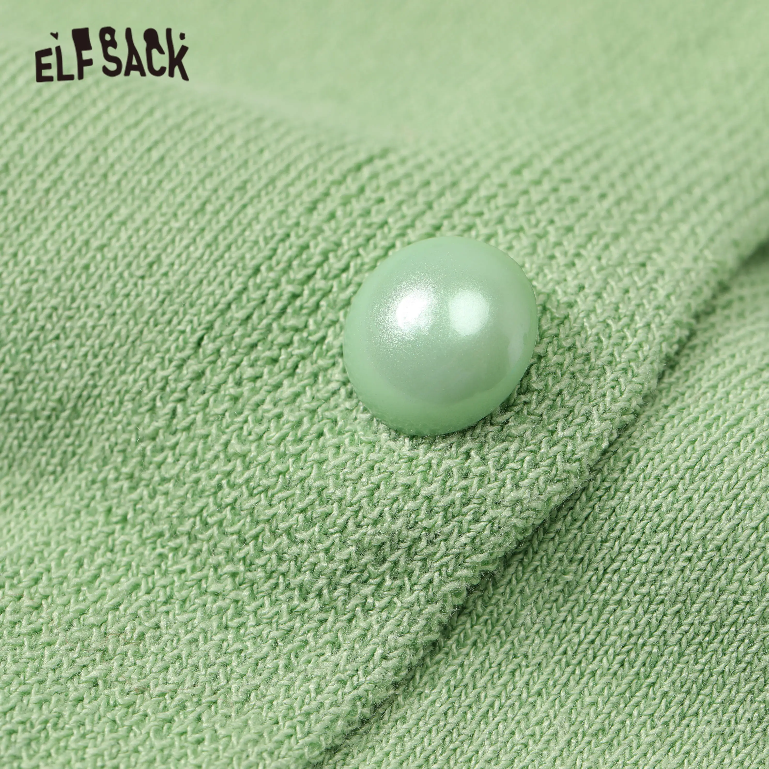

ELFSACK Cartoon Print Chic Single Breasted Knit Casual Women Cardigan 2021 Spring ELF Vintage Applique Girly Daily Thin Knitwear