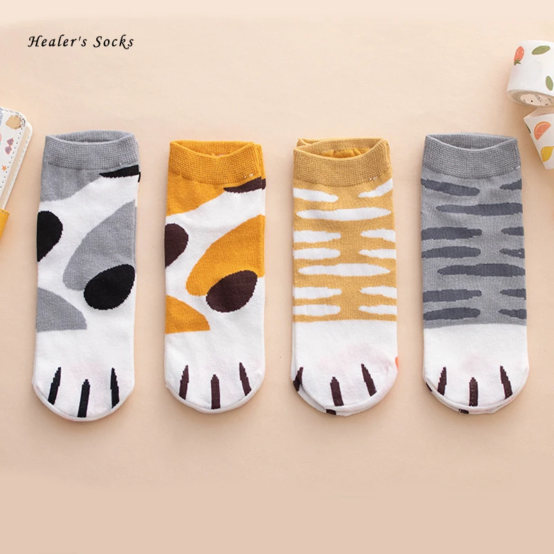 

Hot Fashion Women Socks Cotton Color Cat's Claw Soft Happy Kawaii Japanese Funny Cute College Style Original Girls Short Socks