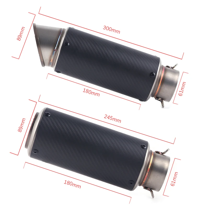 Universal GP Motorcycle Carbon Fiber Exhaust Escape Muffler Pipe Inlet 51-61mm or 61-51mm |