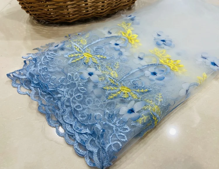 Сетчатая кружевная ткань с вышивкой 1 метр | Дом и сад