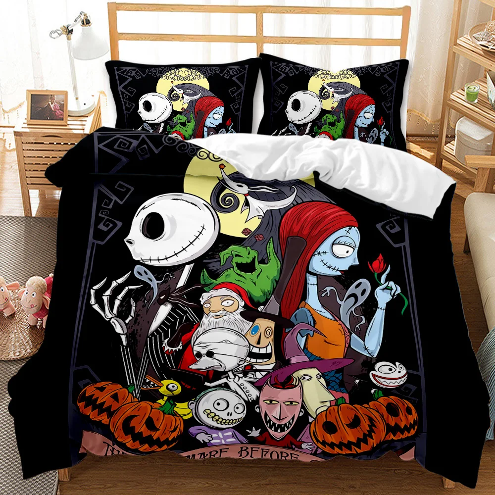 

Popular The Nightmare Before Christmas Bedding Set Children Funny Cartoon Pattern Duvet Cover Set Pillowcase Queen King Size