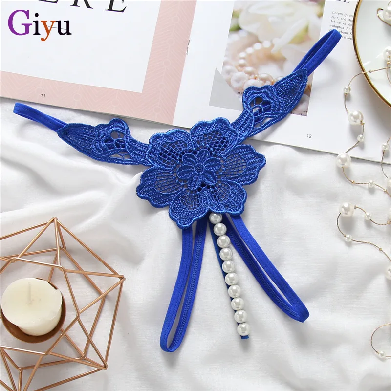 Цветочные прозрачные сексуальные трусики стринги выдалбливают Вышивка Кружева