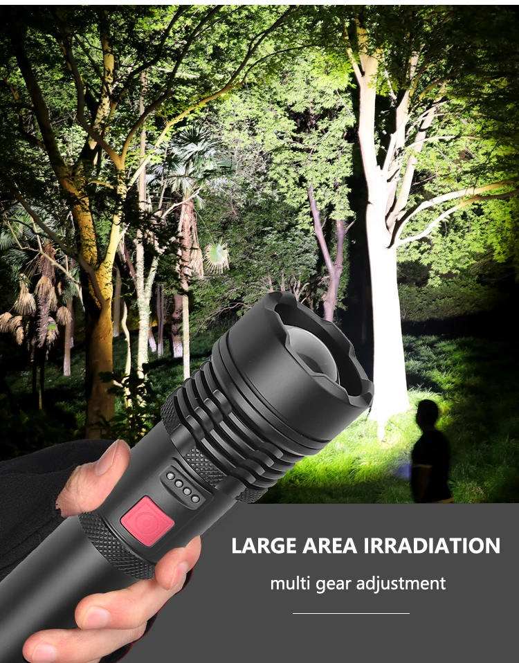 

LED Flashlight Tactical torch powerful usb Rechargeable lamp XHP50 light 5 Modes flashlights Best Camping, hunting