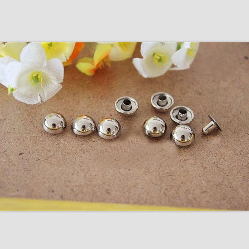 100 компл./лот 9 мм Серебряный гвоздиков со шляпками кожаный ремесленный круглый