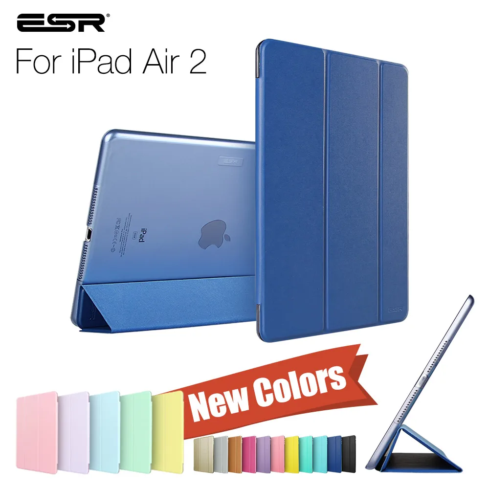 Navy Blue Чехол для iPad Air 2, ESR ура Цвет PU+ прозрачный PC задняя Ultra Slim Light Вес устойчивое к царапинам корпус для iPad Air 2 6 Gen - Цвет: Navy Blue
