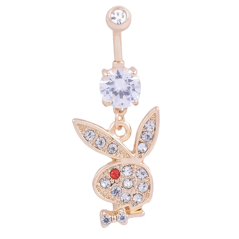 

1PCS Cute Rabbit Navel Bell Button Rings Surgical Steel Navel Belly Button Ring Body Piercing Jewelry Bunny Belly Button Ring