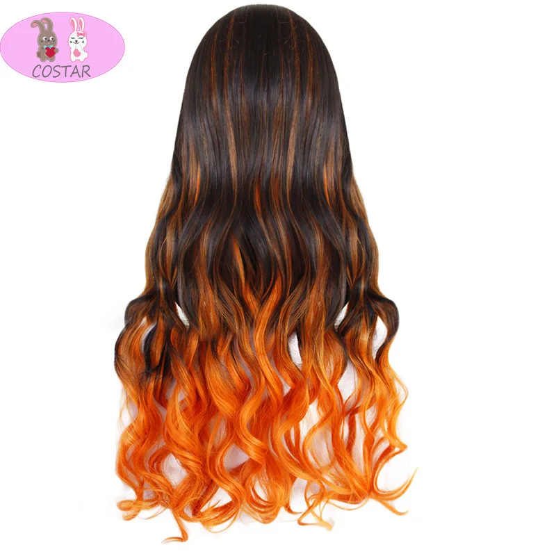 

COSTAR 2020 Anime Demon Slayer: Kimetsu No Yaiba Kamado Nezuko Cos Hair Long Black with Orange Cosplay Costume Wig