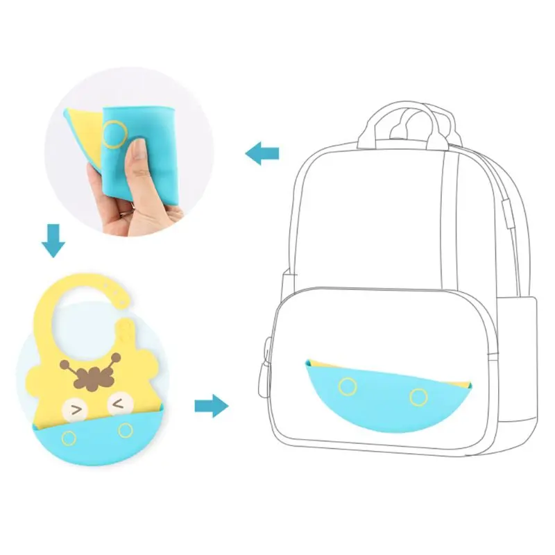 

Silicone Baby Bibs Infant Waterproof Food Catcher Pocket Kids Adjustable Feeding Saliva Towel