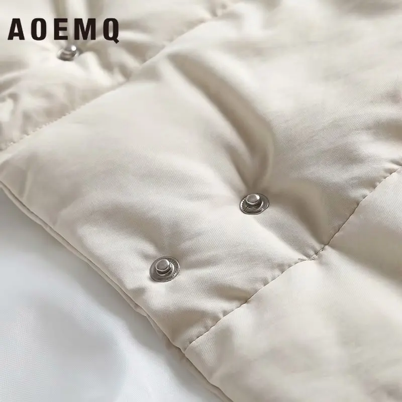 AOEMQ, хлопковое пальто, верхняя одежда, зимний жилет, толстая секция, сохраняющая тепло, жилет, пальто с отложным воротником, однотонное пальто для холодного сезона, женская одежда