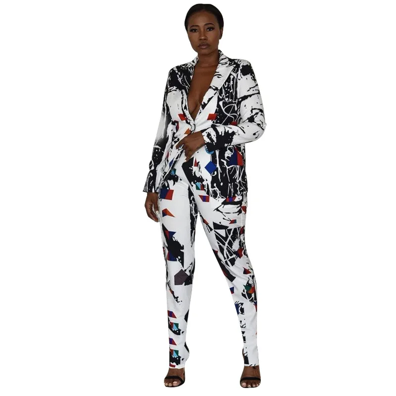 

Popular European and American Fashion Printed Casual Long-Sleeved Leopard Camouflage Suit, Female