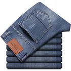 Мужские Стрейчевые джинсы, классический стиль, классические джинсы, черные и синие джинсы, 2020