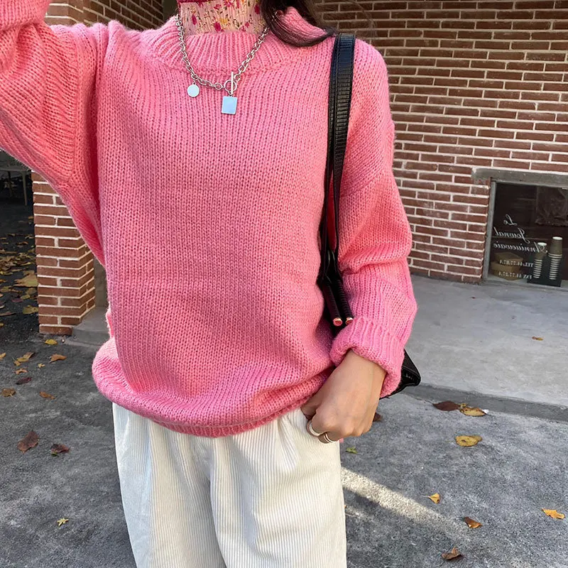 

HziriP Women Short Tops Elegant Long Sleeve Knitted 2021 Sweater O-Neck New Autumn Winter Outwear Vintage Twist Sweaters
