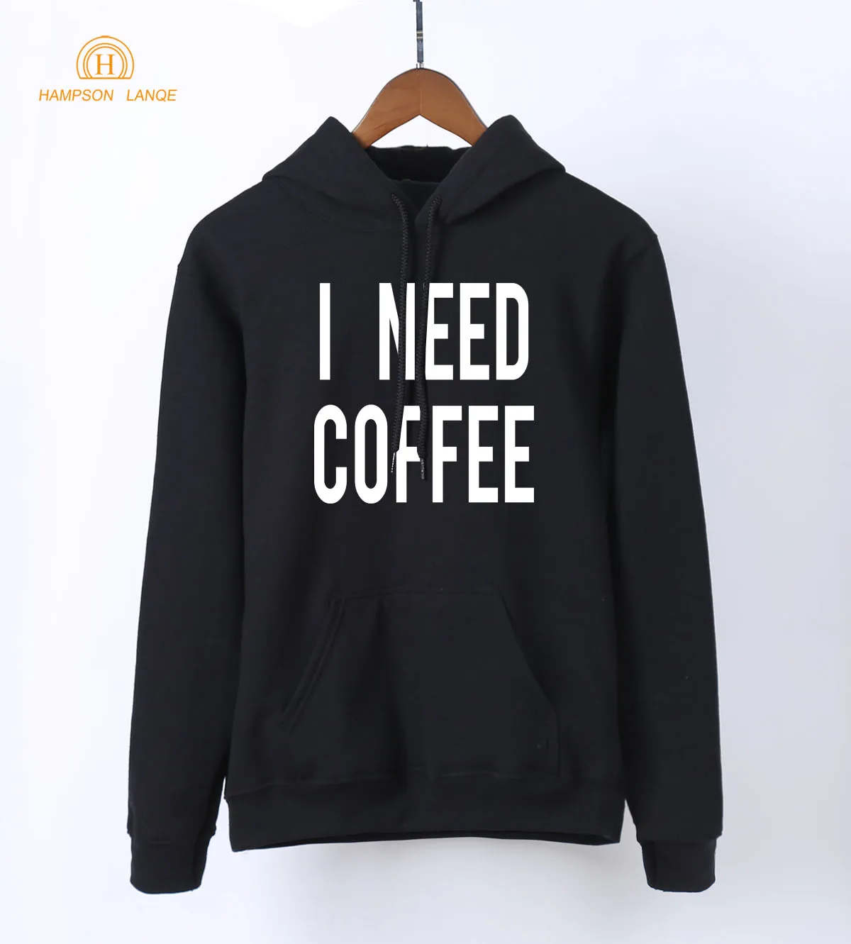 Женская толстовка с надписью I Need Coffee серая капюшоном для весны и осени 2020 | одежда