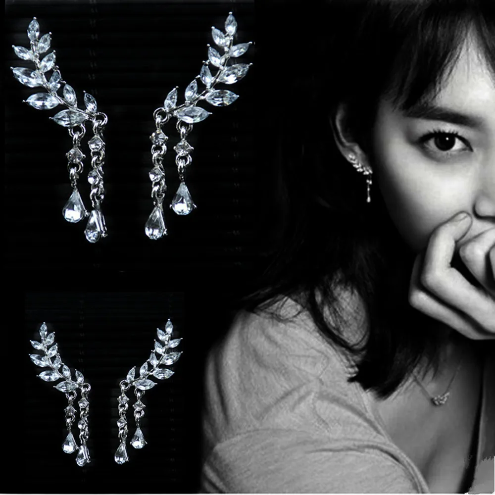 Корейская длинная цепочка со стразами серьги Для женщин Крылья Ангела в виде