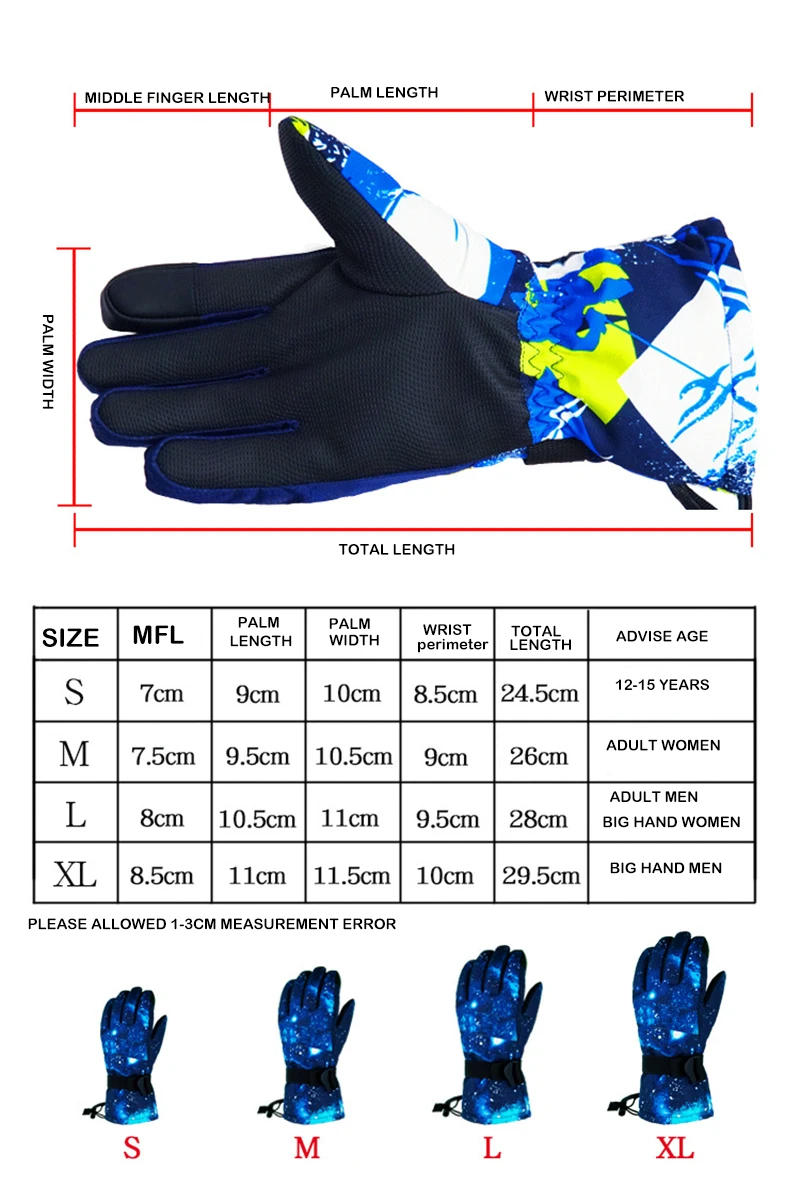 

Adult Children Touch Screen Ski Snowboard Gloves Waterproof Winter Thermal Warm Fleece Motorcycle Snowmobile Riding Gloves