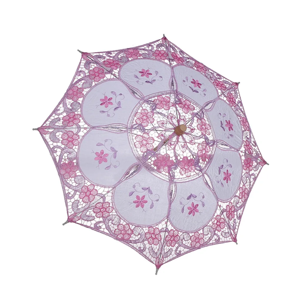 

Wedding Umbrella Embroidered Pure Cotton Lace Umbrella Mini Retro Wood Umbrella Kids Gift Colorful Umbrella Photo Props Umbrella
